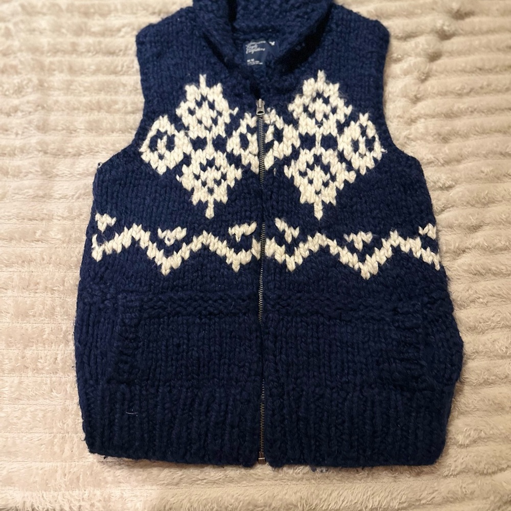 American Eagle Outfitters Navy and White Knit Cardigan